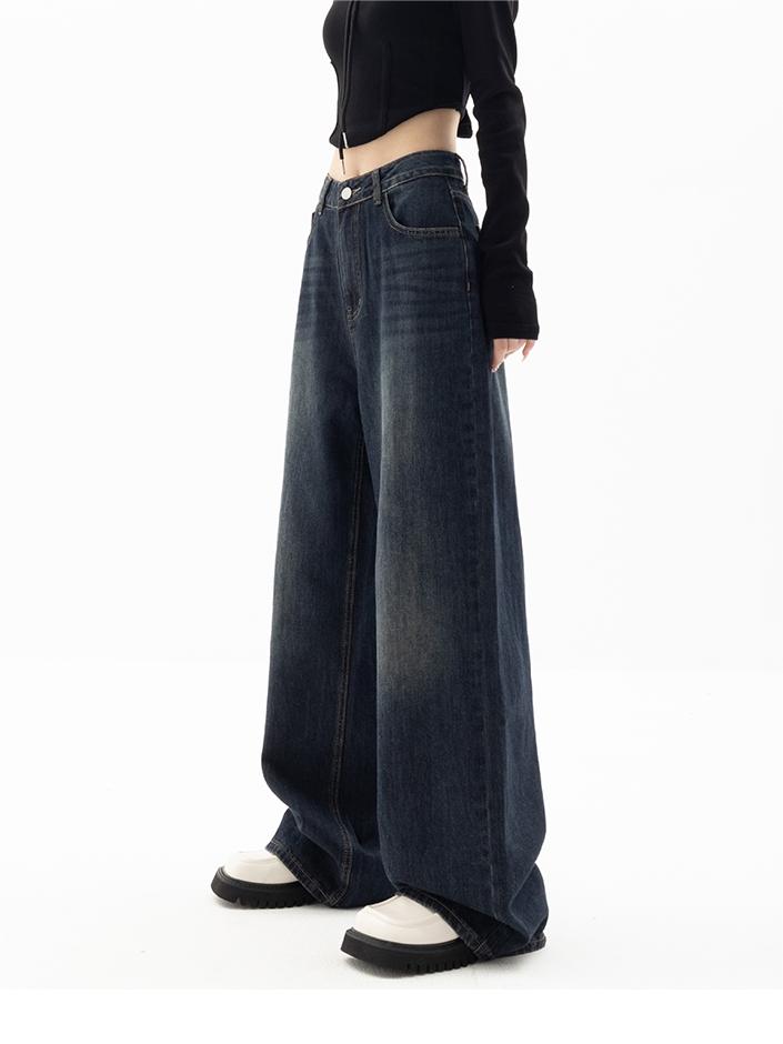 Baggy boyfriend jeans i mørkeblå denim – billede 3