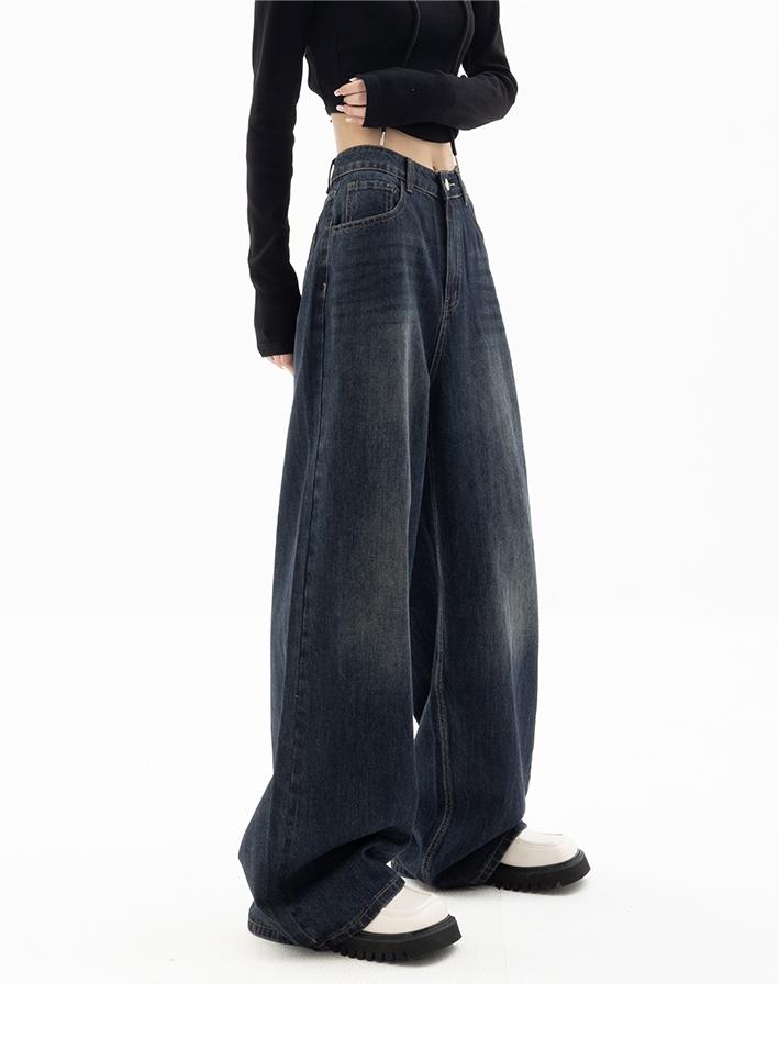 Baggy boyfriend jeans i mørkeblå denim – billede 4
