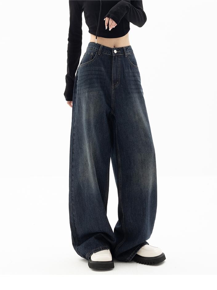 Baggy boyfriend jeans i mørkeblå denim – billede 5