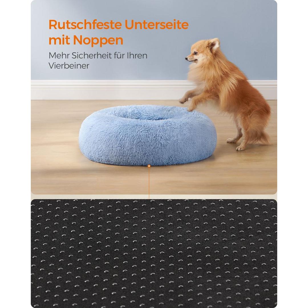 Donut hundekurv med memoryskum – ekstra blød plys – aftagelig fyldning – skridsikker bund