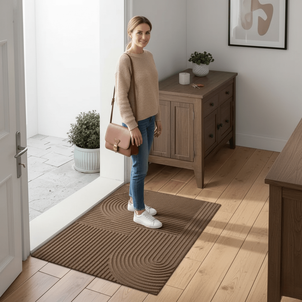 Vaskbar absorberende dørmåtte med linjemønster – billede 4