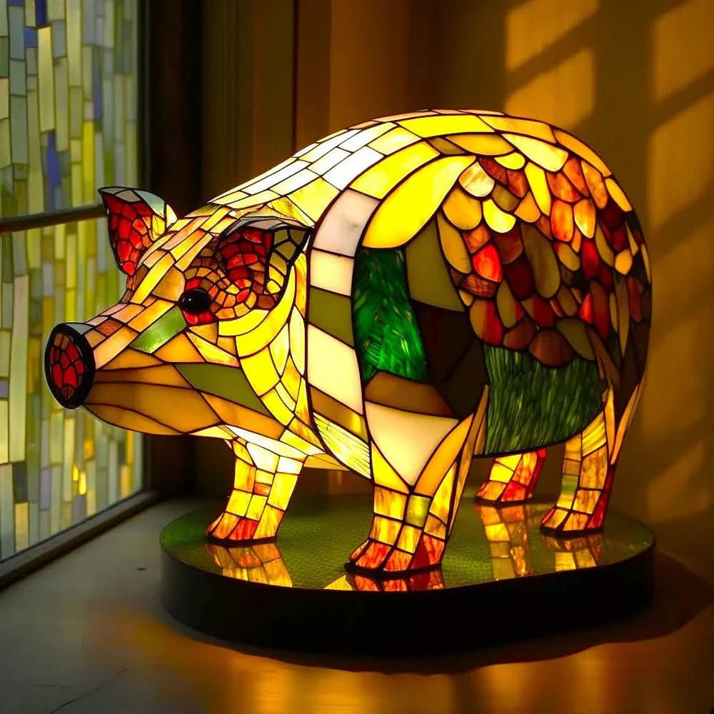 DYRGLANS bordlampe i glas med dyremotiv – billede 3