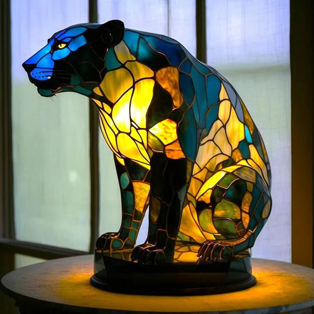DYRGLANS bordlampe i glas med dyremotiv – billede 4
