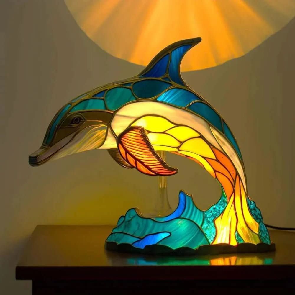 DYRGLANS bordlampe i glas med dyremotiv – billede 6