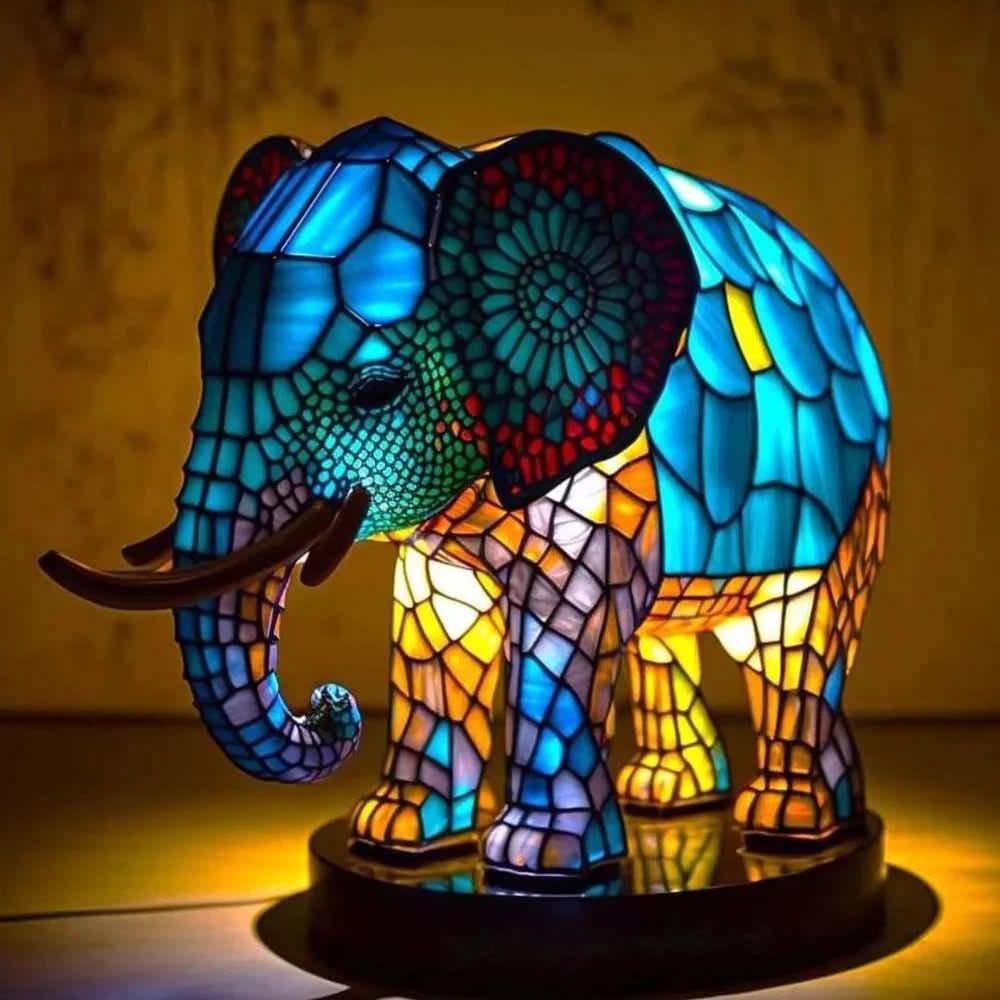 DYRGLANS bordlampe i glas med dyremotiv – billede 13