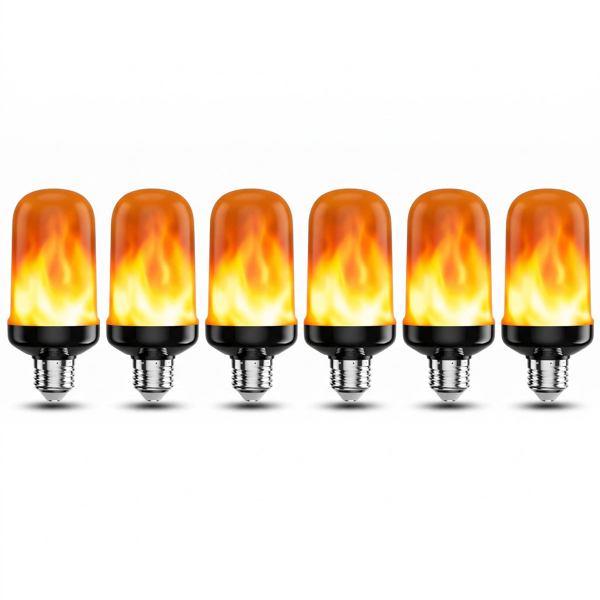 Flammepære med LED og flimrende ildeffekt, E27-sokkel og 4 lysfunktioner, sæt med 2, 4 eller 6