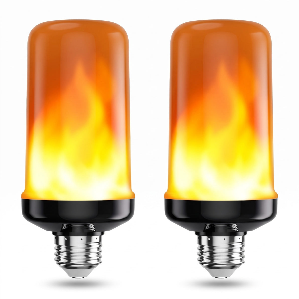 Flammepære med LED og flimrende ildeffekt, E27-sokkel og 4 lysfunktioner, sæt med 2, 4 eller 6