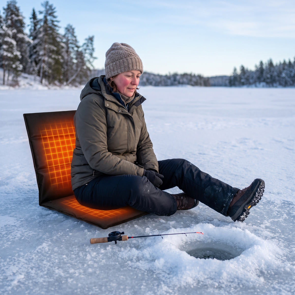 Sort foldbar varmepude med ryglæn og USB-varme – billede 5