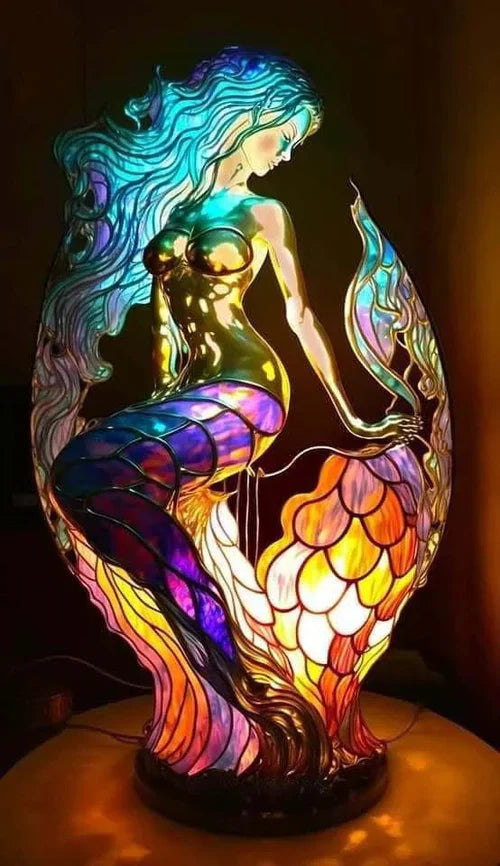 GLASFAUNA kunstnerisk bordlampe i farvet glas – billede 16