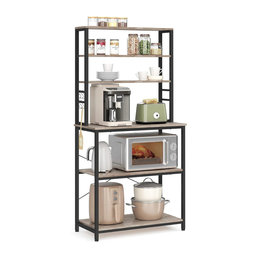 Industriel køkkenreol med 4 hylder og S-kroge