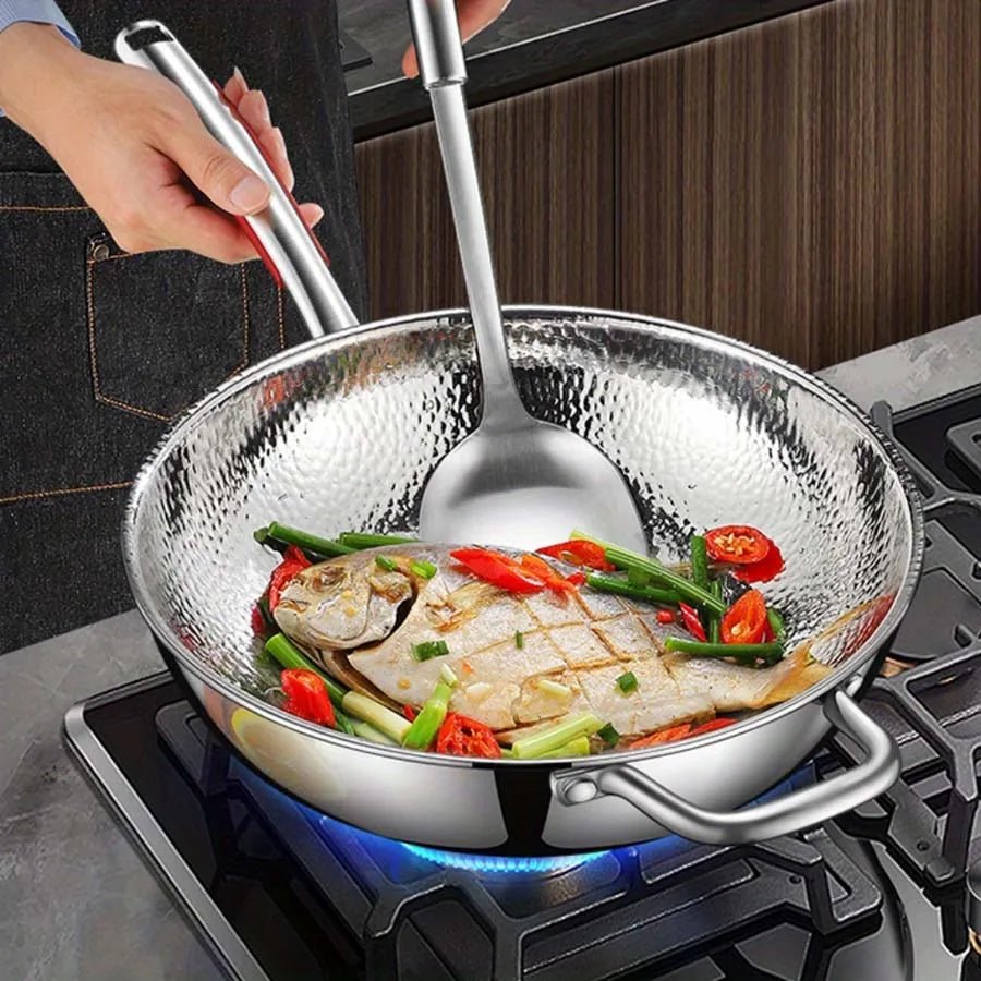 Wok med rund bund i rustfrit stål til stegning – billede 3