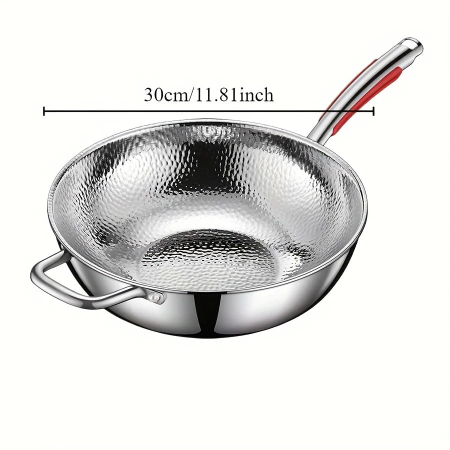 Wok med rund bund i rustfrit stål til stegning – billede 7
