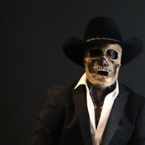 GYSMASKE skeletmaske i latex med synlig hjerne set forfra
