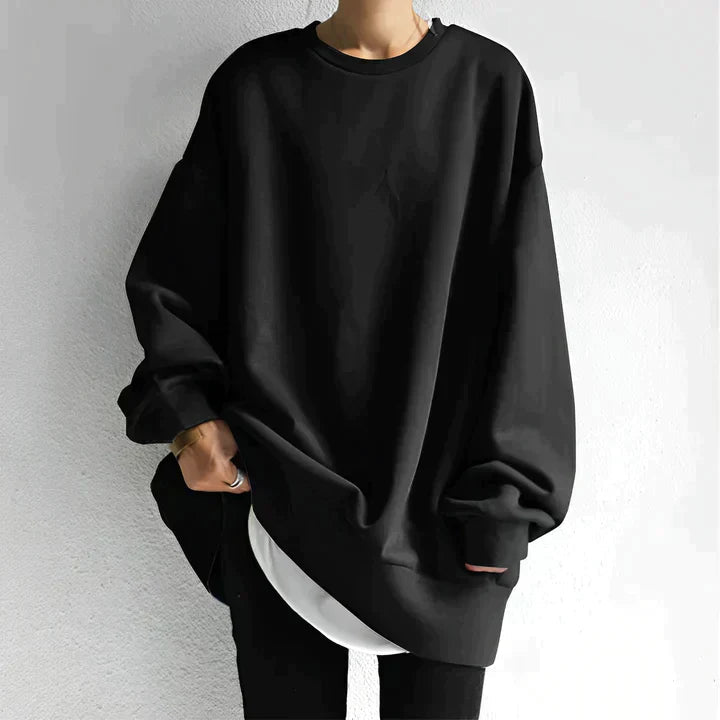 HYGGELUND brun oversized tunikasweater set forfra