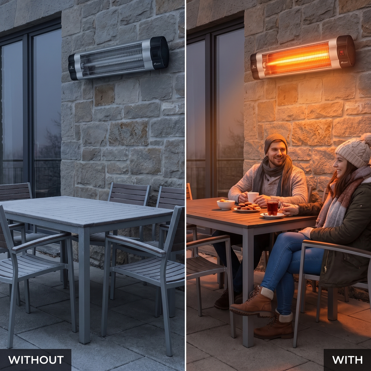 Infrarød terrassevarmer 2500 W til vægmontering – billede 4