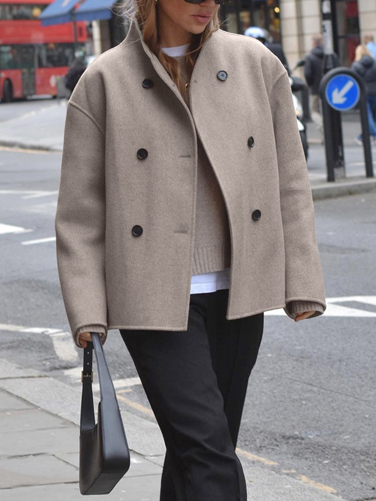 KNAPHOLT oversize damejakke i khaki – billede 4