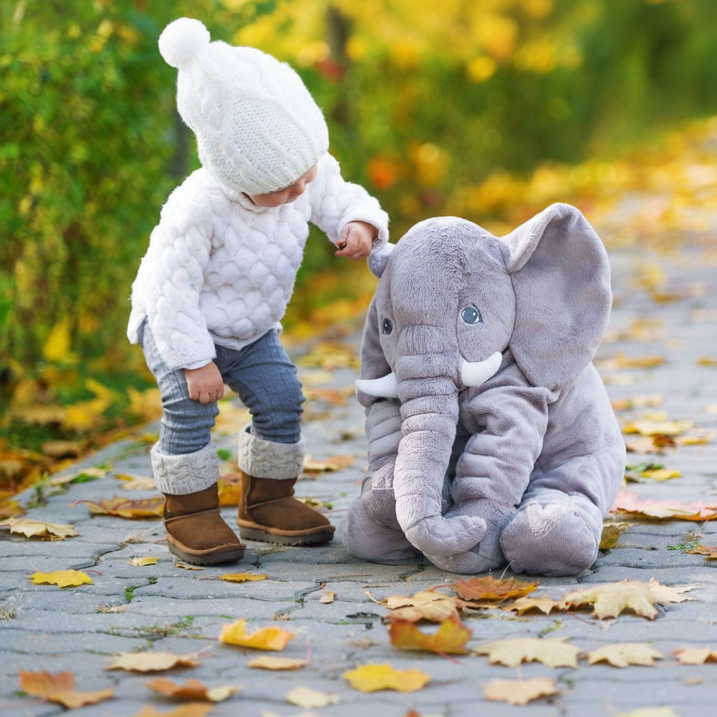 Superblød bamsepude formet som elefant i plys – billede 3