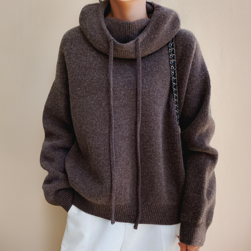 Strikket hoodie til damer med afslappet pasform – billede 3