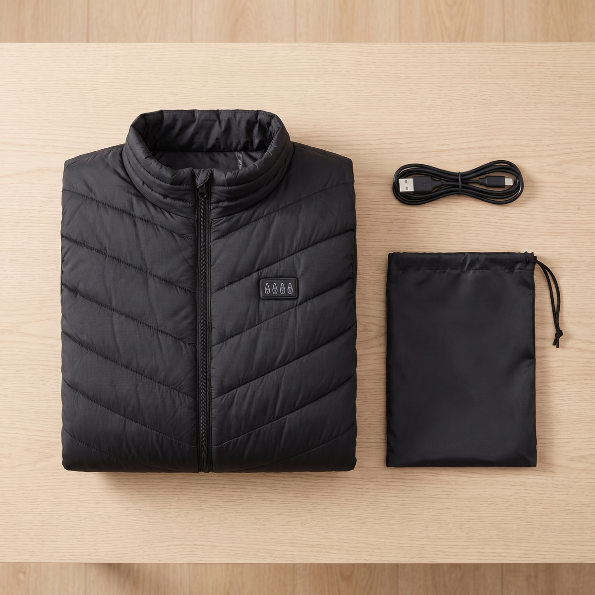 Sort varmevest til herrer med USB-tilslutning – billede 6