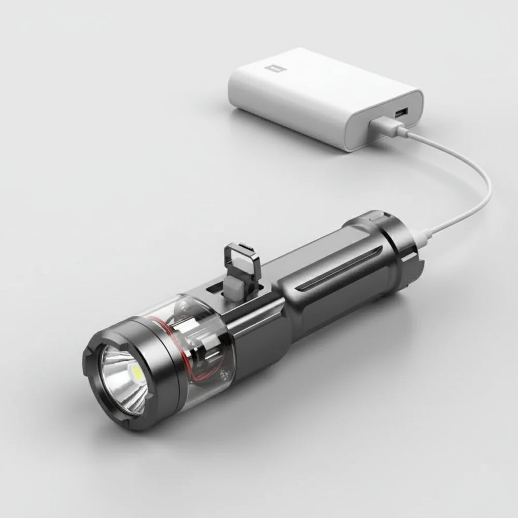 LYSKAST lommelygte med USB-C-kabel og håndledsrem