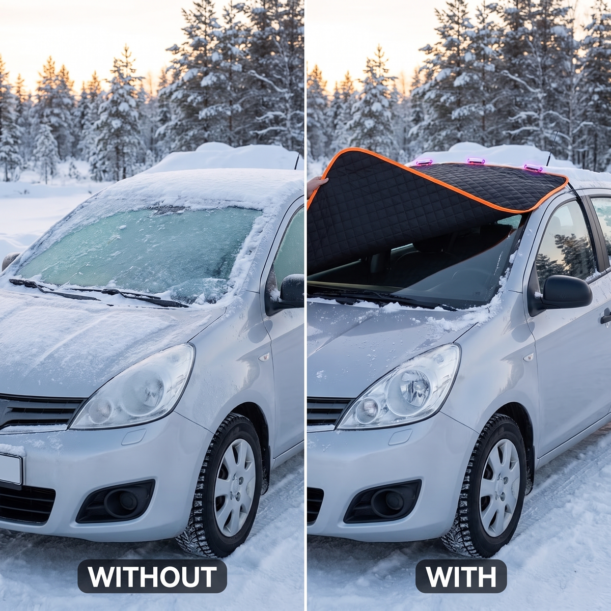 Frostdække til bilens forrude med magneter og sideflapper – billede 4