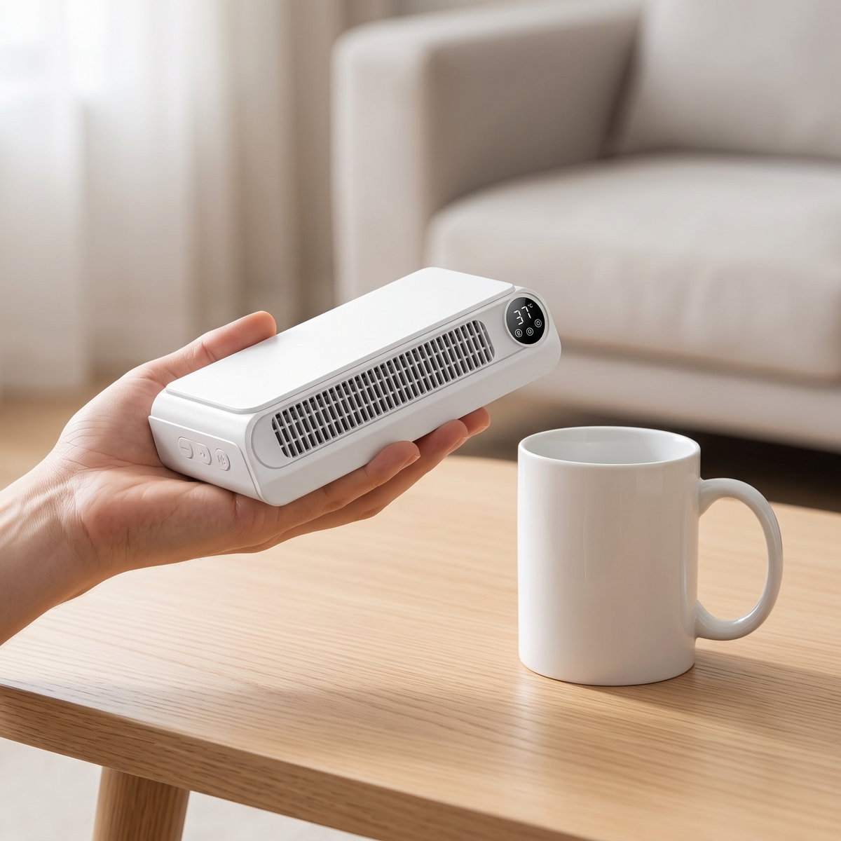 Hvid magnetisk radiatorventilator med USB – billede 6