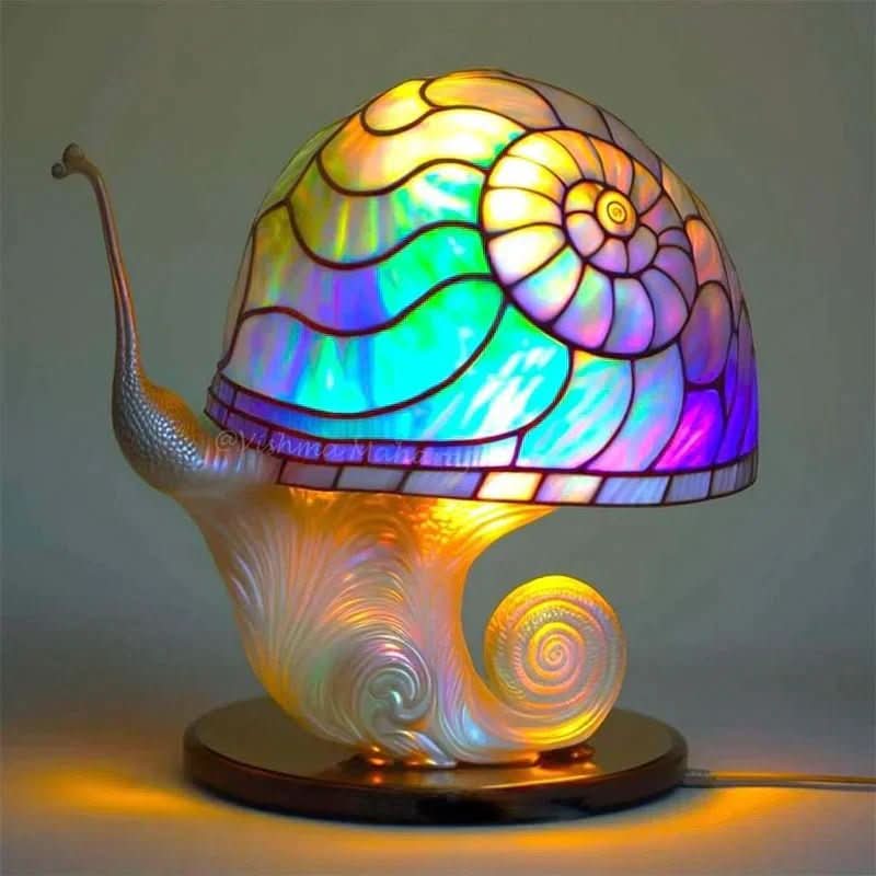 Dekorativ mosaiklampe i farvet glas med blødt lys – billede 5