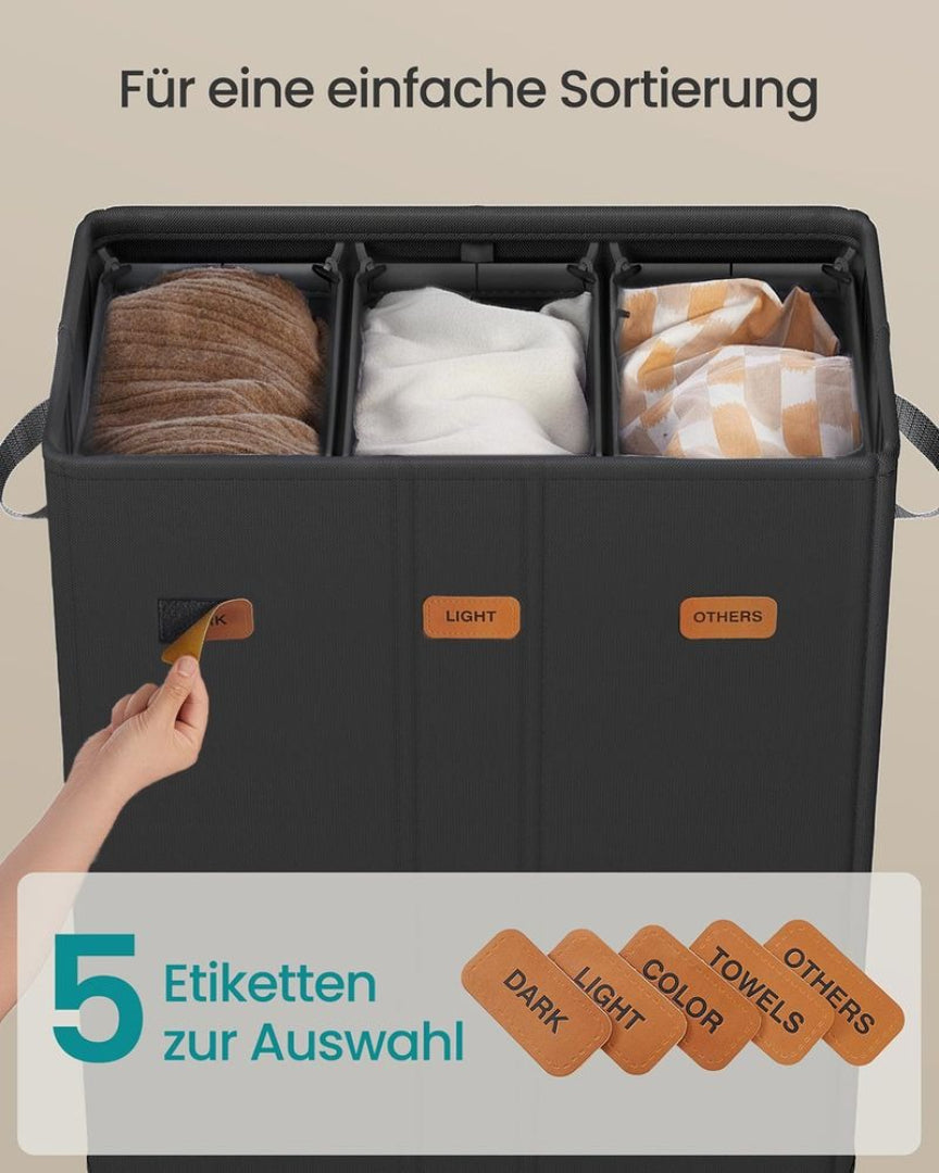 3-delt vasketøjskurv med låg og aftagelig pose – produktvisning 9 | Noreva Home