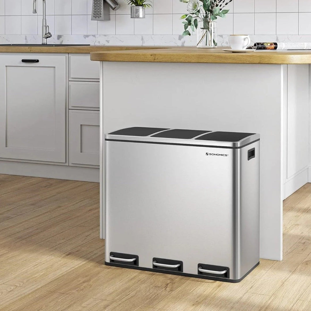 54L tredelt pedalspand i rustfrit stål – produktvisning 1 | Noreva Home