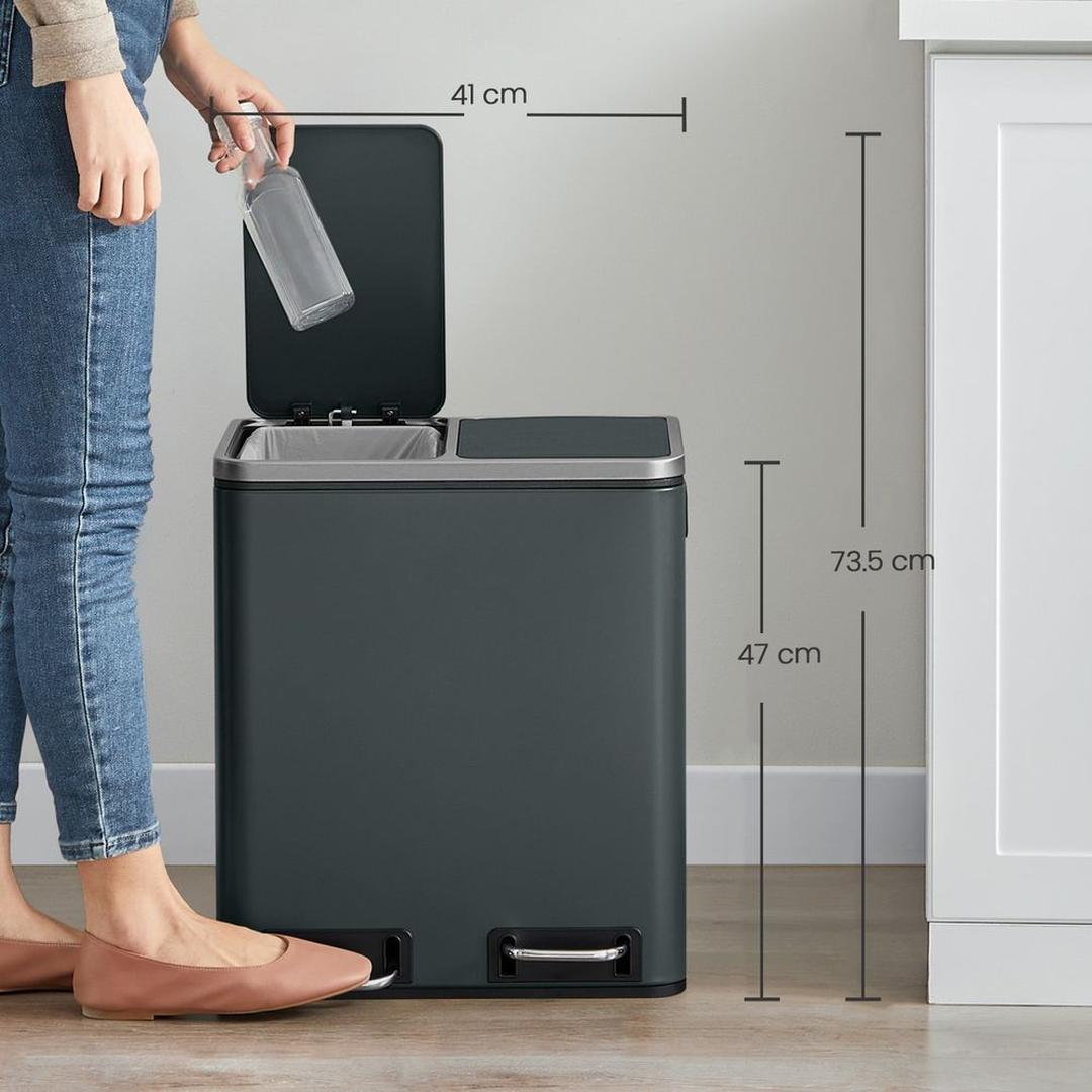 Affaldssorteringsspand 2 × 15 liter – skraldespand med 2 rum – inklusive 15 affaldsposer – produktvisning 17 | Noreva Home