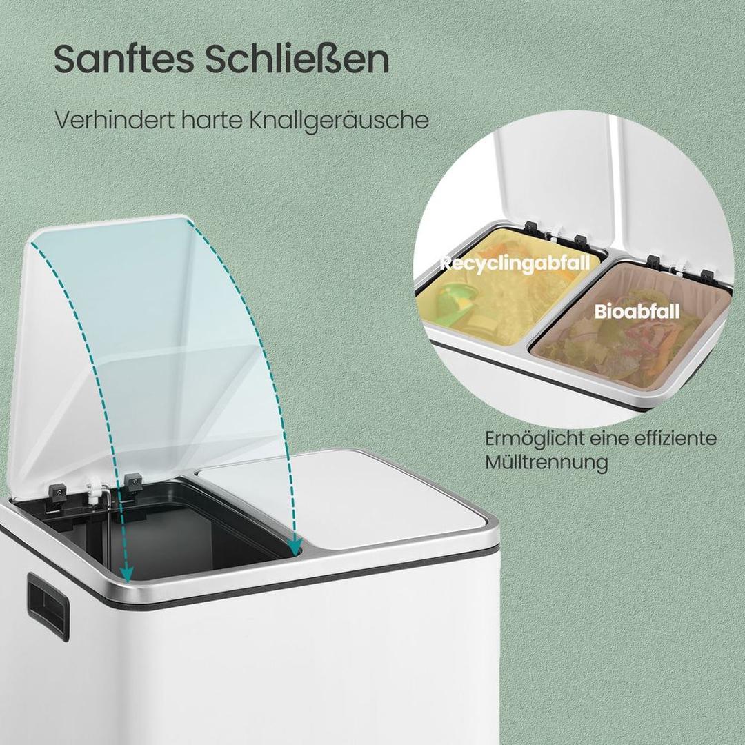 Affaldssorteringsspand 2 × 15 liter – skraldespand med 2 rum – inklusive 15 affaldsposer – produktvisning 19 | Noreva Home