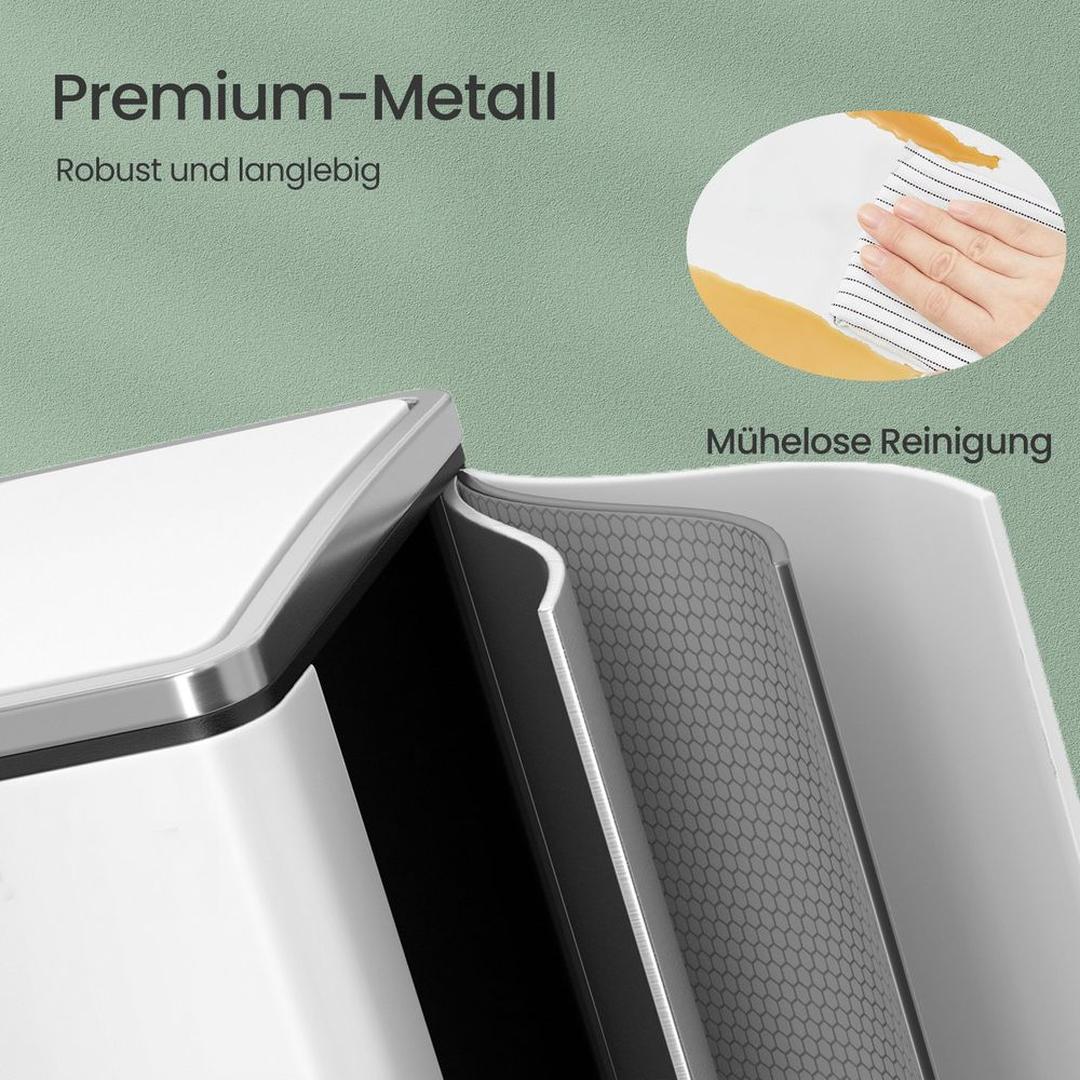 Affaldssorteringsspand 2 × 15 liter – skraldespand med 2 rum – inklusive 15 affaldsposer – produktvisning 20 | Noreva Home
