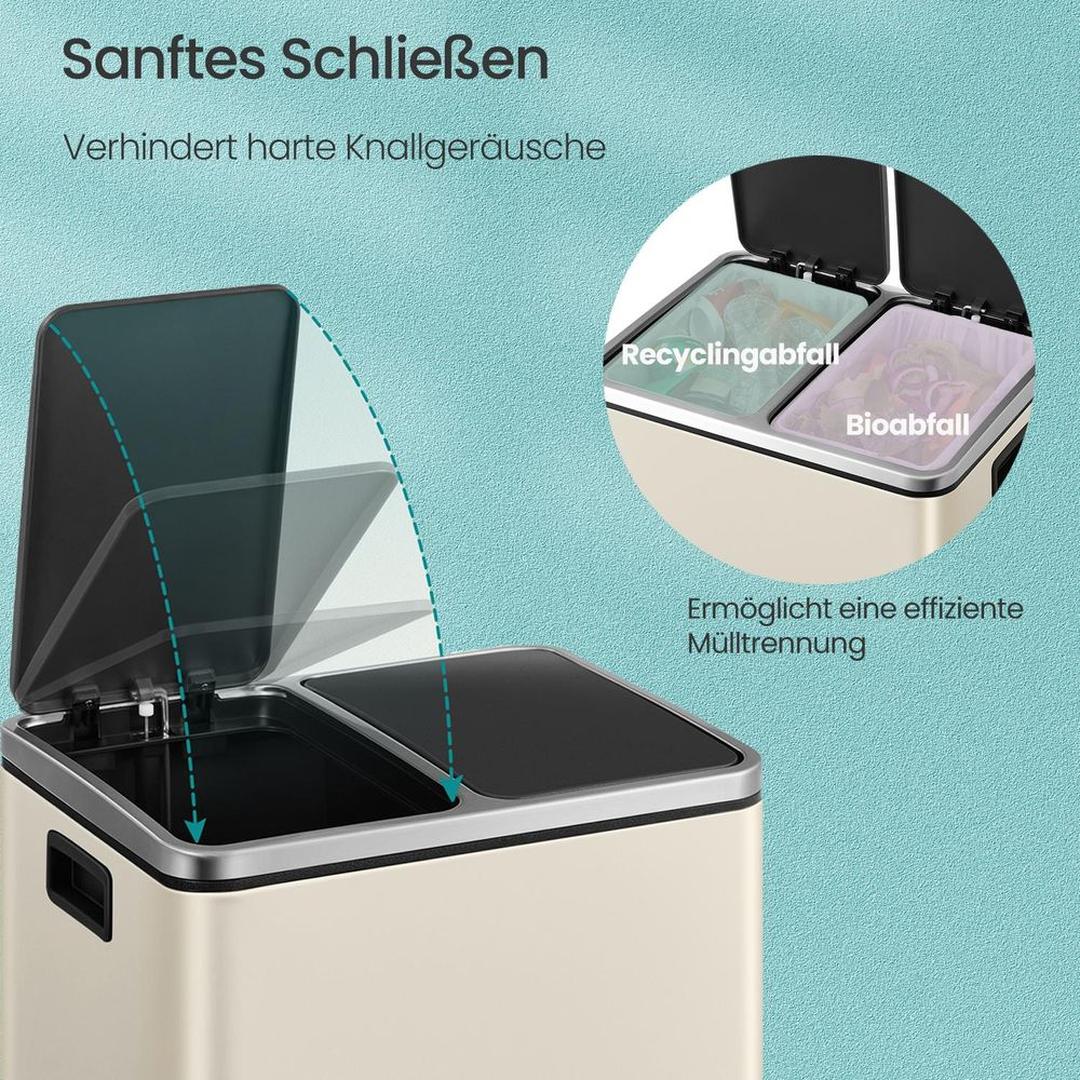 Affaldssorteringsspand 2 × 15 liter – skraldespand med 2 rum – inklusive 15 affaldsposer – produktvisning 23 | Noreva Home