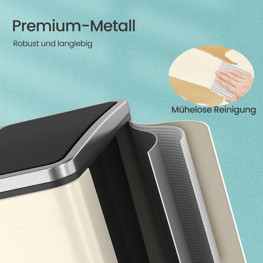 Affaldssorteringsspand 2 × 15 liter – skraldespand med 2 rum – inklusive 15 affaldsposer – produktvisning 24 | Noreva Home