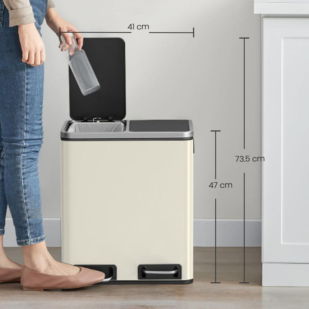 Affaldssorteringsspand 2 × 15 liter – skraldespand med 2 rum – inklusive 15 affaldsposer – produktvisning 25 | Noreva Home