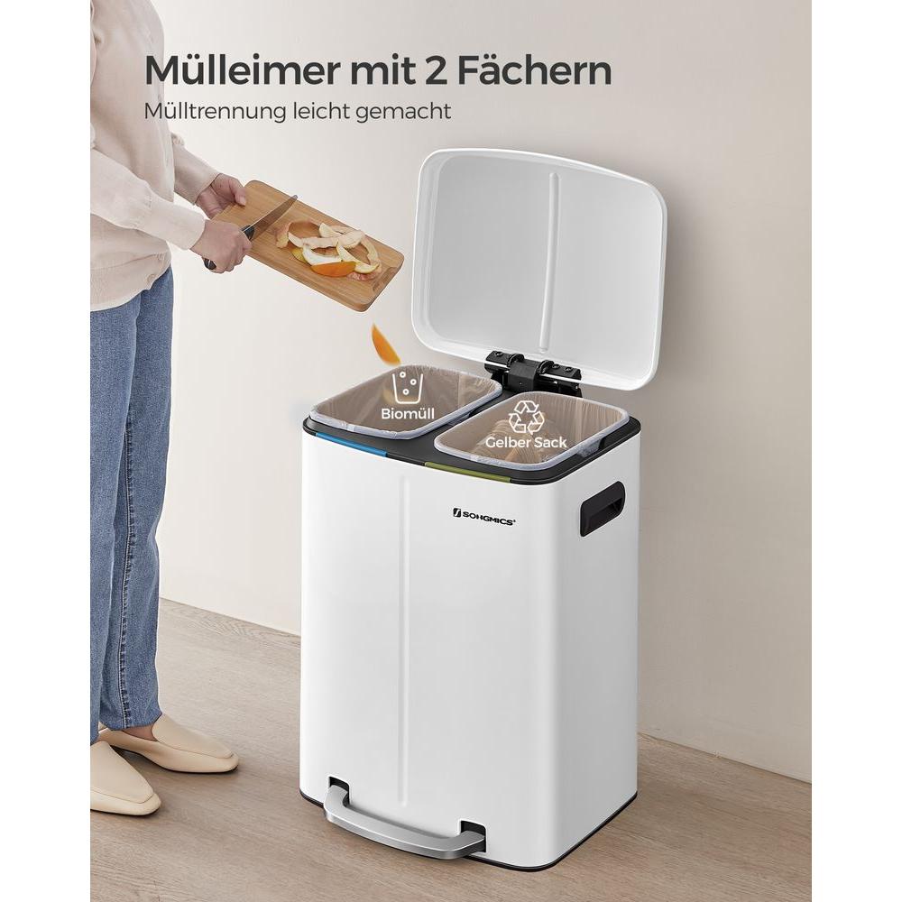 Affaldssorteringsspand 40 Liter med 2 Rum – Kompakt Skraldespand til Kildesortering – produktvisning 6 | Noreva Home