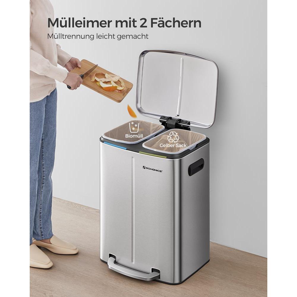 Affaldssorteringsspand 40 Liter med 2 Rum – Kompakt Skraldespand til Kildesortering – produktvisning 13 | Noreva Home