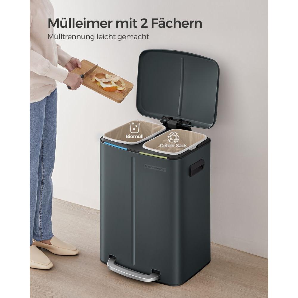 Affaldssorteringsspand 40 Liter med 2 Rum – Kompakt Skraldespand til Kildesortering – produktvisning 26 | Noreva Home