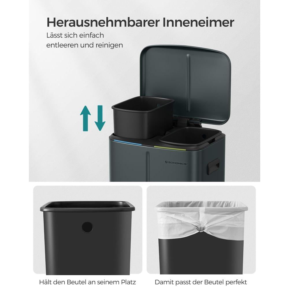 Affaldssorteringsspand 40 Liter med 2 Rum – Kompakt Skraldespand til Kildesortering – produktvisning 29 | Noreva Home