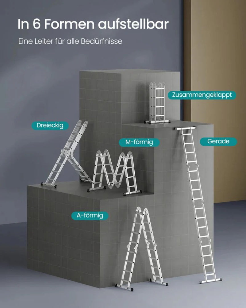 Aluminium foldestige 6-i-1 multifunktionsstige – produktvisning 7 | Noreva Home