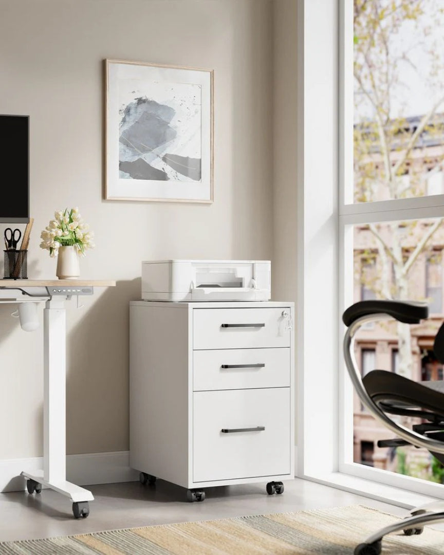 Arkivskab med lås, 3 skuffer og hjul, produktvisning 12 | Noreva Home