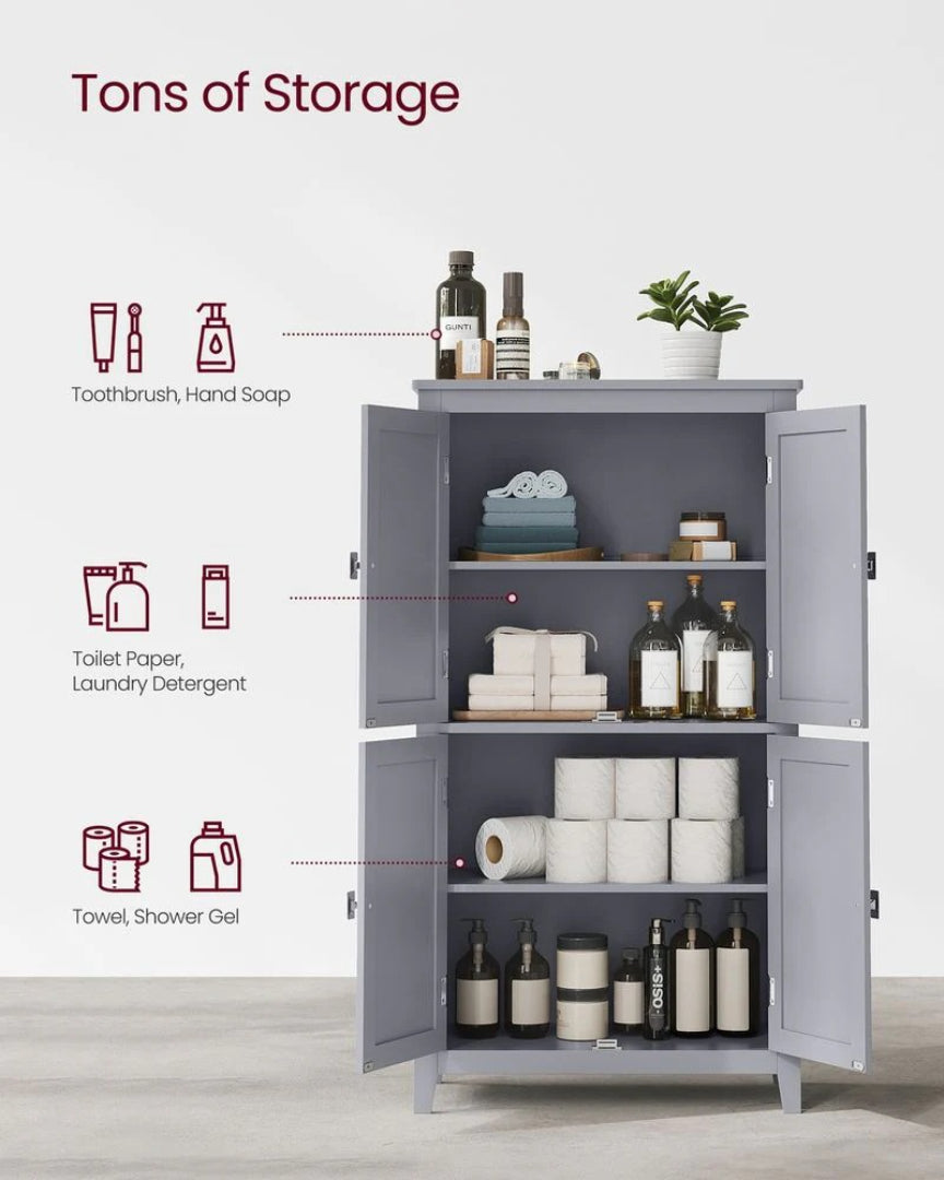 Badeværelsesskab med 4 låger og justerbare hylder, produktvisning 6 | Noreva Home