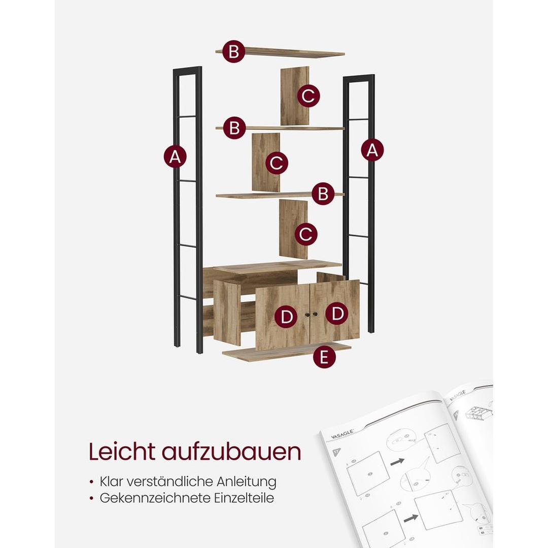 Bogreol med 4 Hylder – Åbent Opbevaringsskab til Stue – produktvisning 17 | Noreva Home