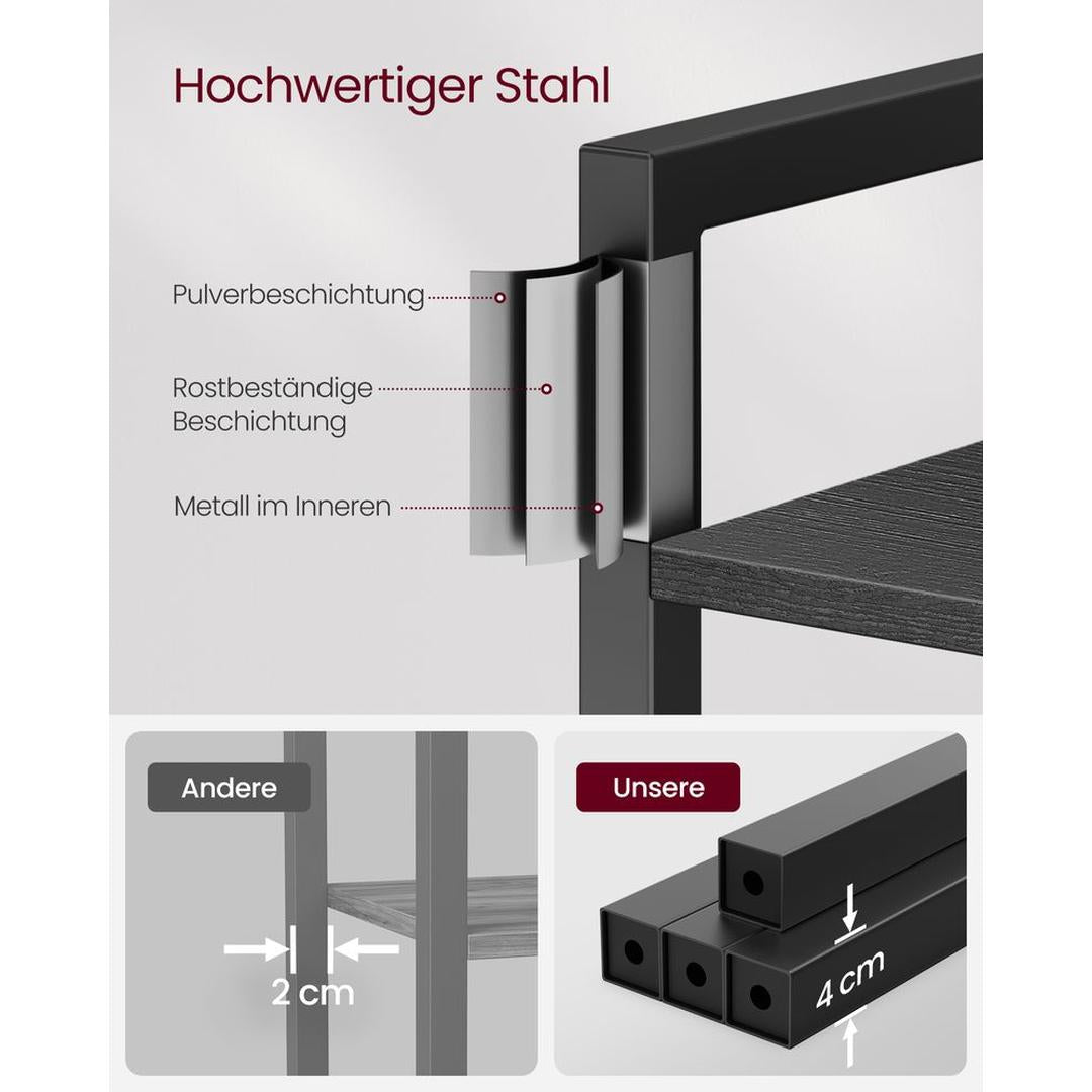 Bogreol med 6 Hylder og Håndtag – Højt Åbent Opbevaringsskab til Stue – produktvisning 11 | Noreva Home