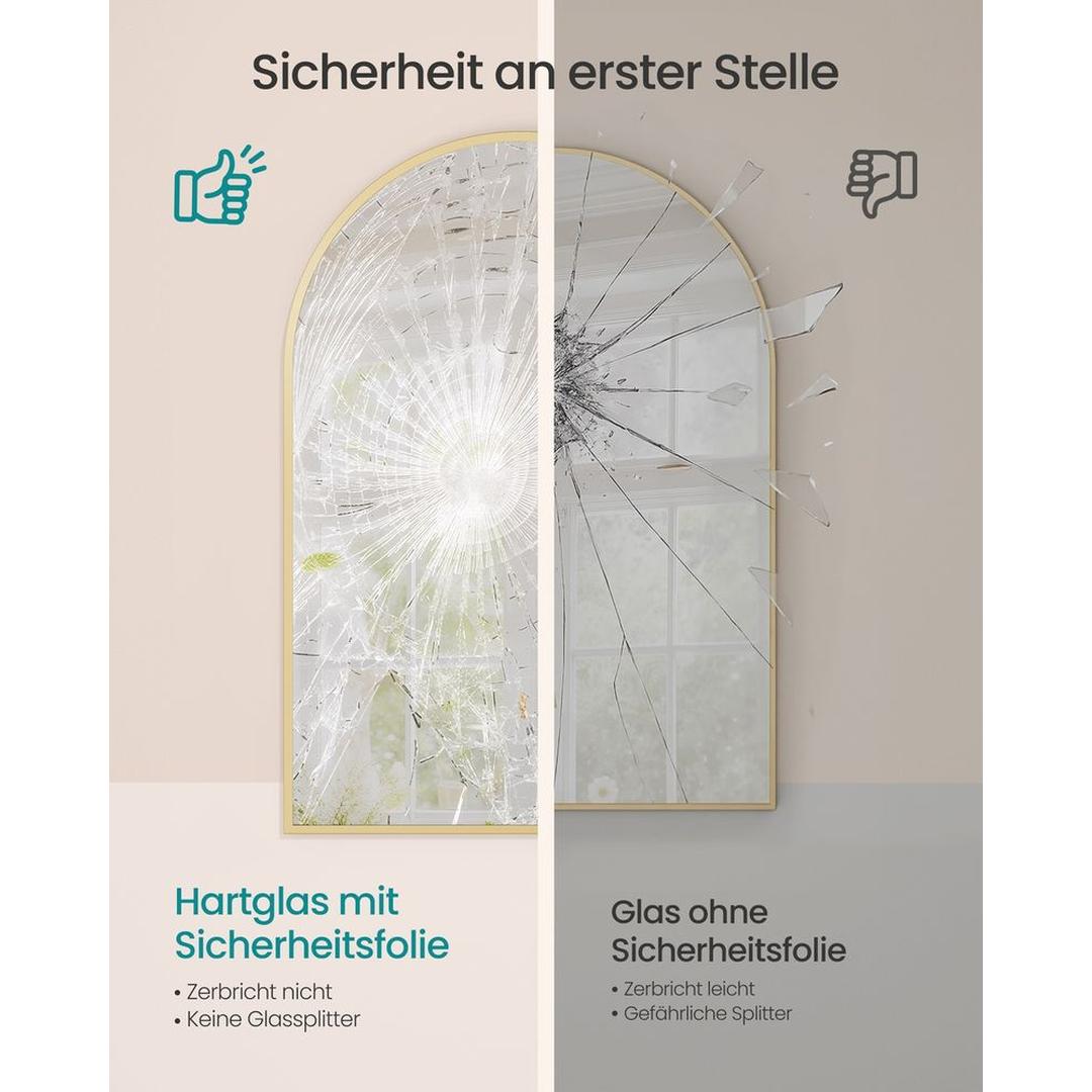 Buet vægspejl med aluminiumsramme – badeværelsesspejl i hærdet glas – produktvisning 4 | Noreva Home