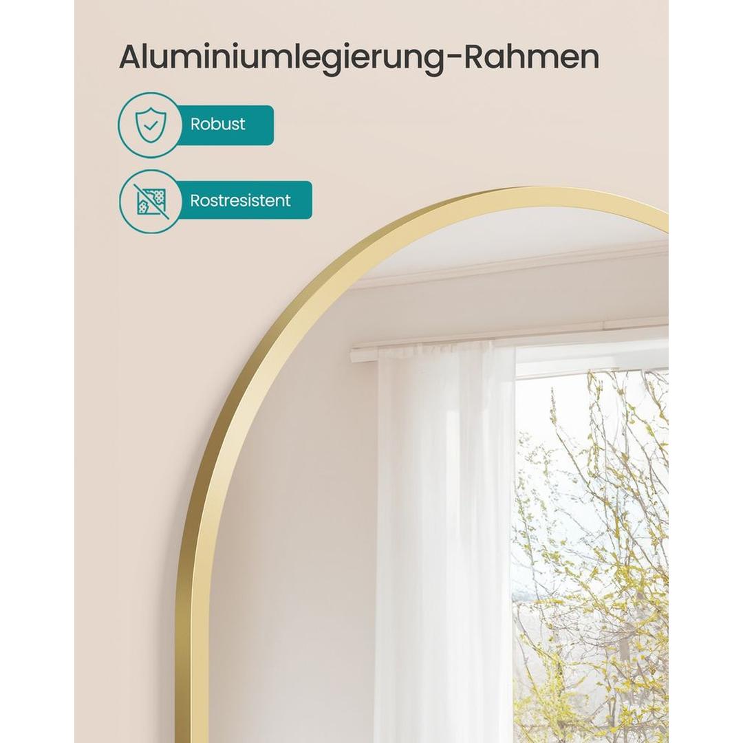 Buet vægspejl med aluminiumsramme – badeværelsesspejl i hærdet glas – produktvisning 5 | Noreva Home