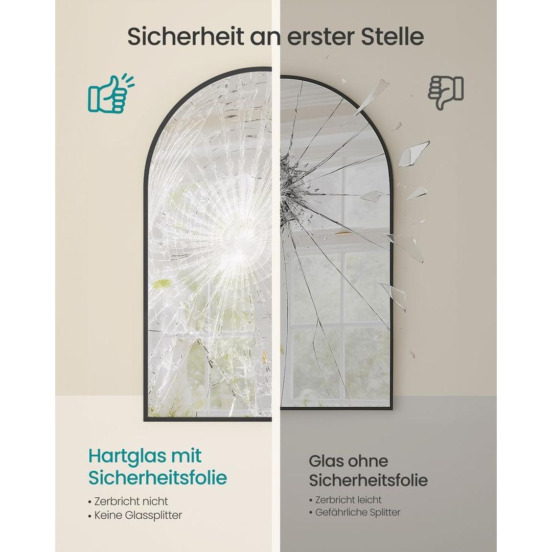 Buet vægspejl med aluminiumsramme – badeværelsesspejl i hærdet glas – produktvisning 9 | Noreva Home