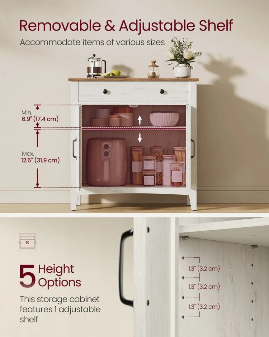 Buffetskab i landstil med skuffe og justerbar hylde, produktvisning 5 | Noreva Home