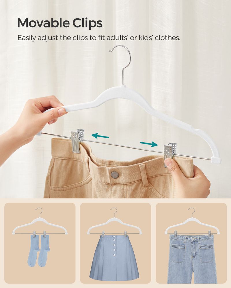 Buksebøjler i velour med justerbare clips, 20 eller 30 stk., produktvisning 16 | Noreva Home
