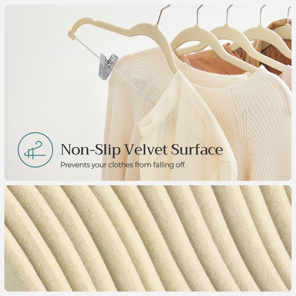 Buksebøjler i velour med justerbare clips, 20 eller 30 stk., produktvisning 28 | Noreva Home